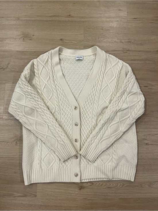 Sunday Best Sweaters - Sunday Best Cream Cable Knit Button Cardigan